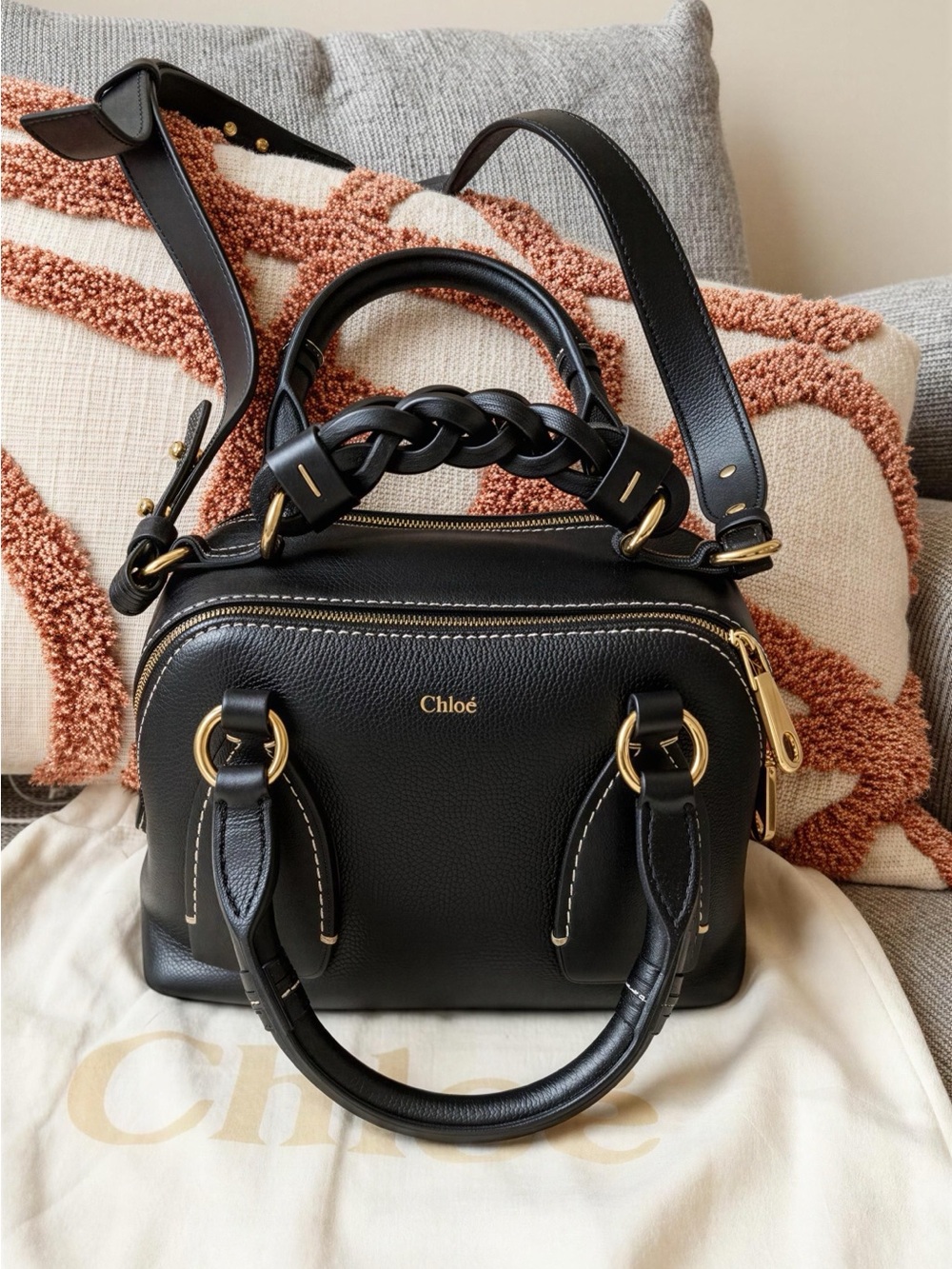Chloe Baria Handbag Shoulder or Crossbody with Braided Top Handle